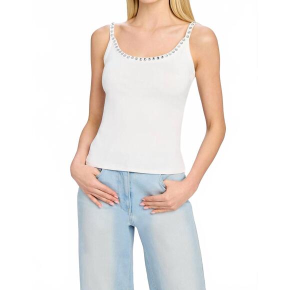 NEW GENERATION LOVE iris crystal tank in white